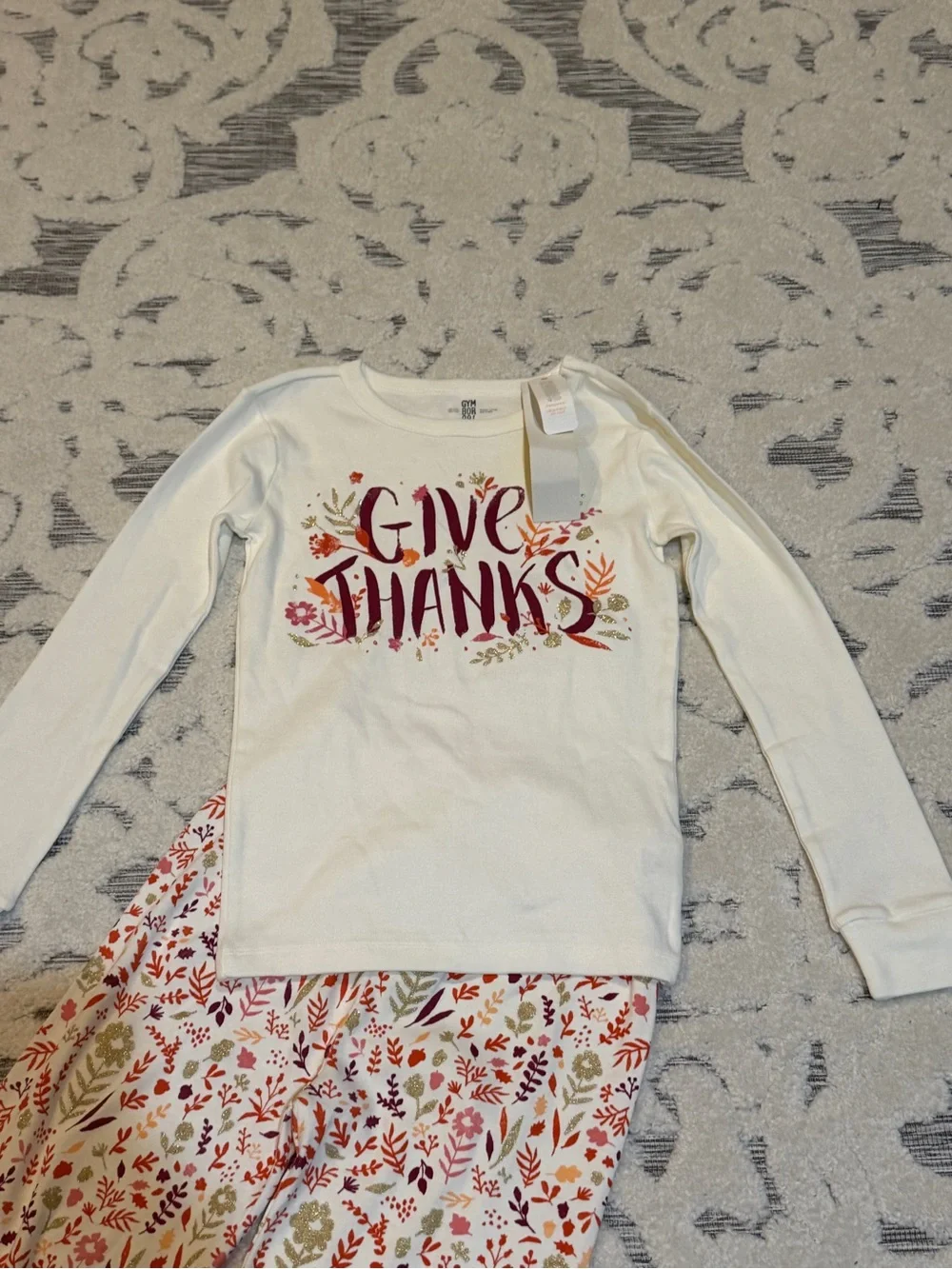 NWT new Gymboree Kids 'Give Thanks' Long Sleeve Pajama Set Fall pattern Size 12